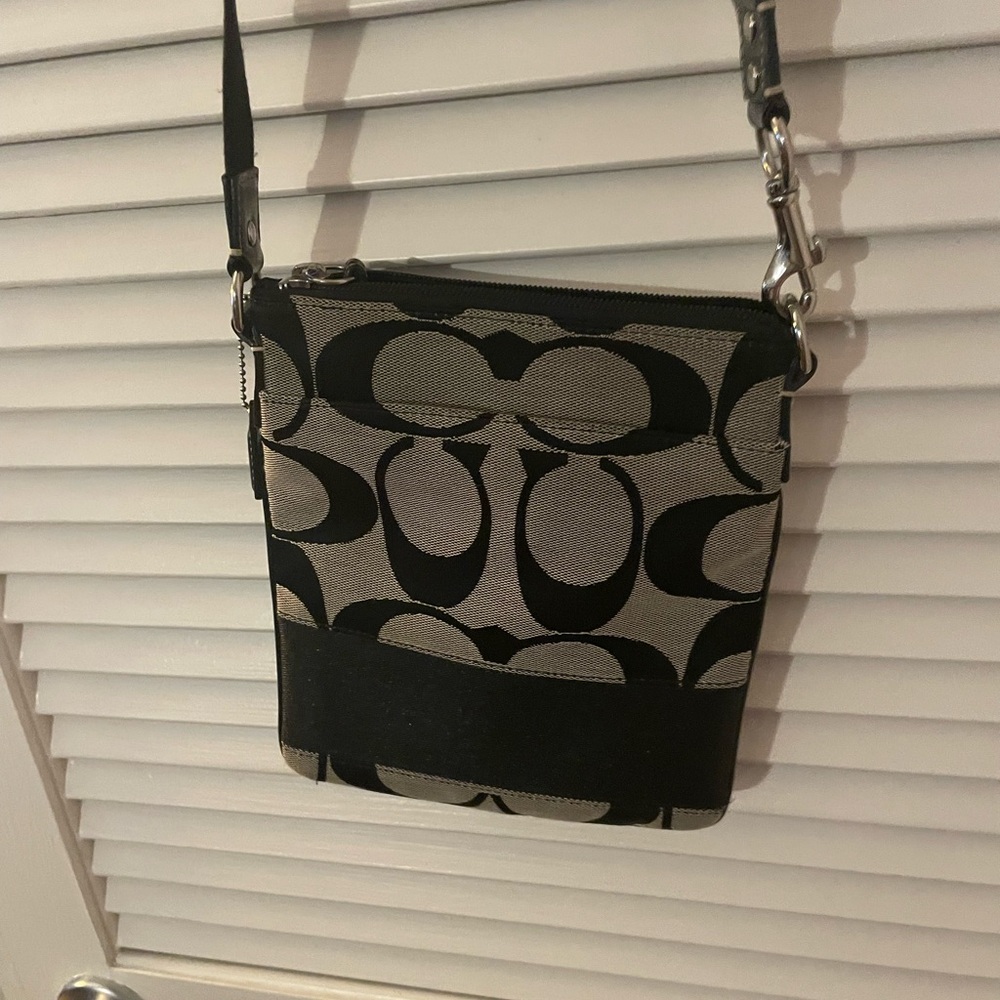 Coach Black and Gray Signature Crossbody Bag - Picture 6 of 7